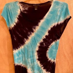 INC Tie dye, sequin, short sleeve top size Large
